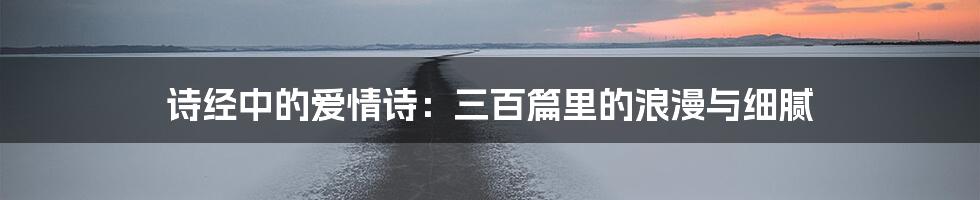 诗经中的爱情诗：三百篇里的浪漫与细腻