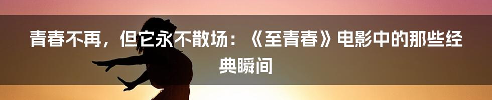 青春不再，但它永不散场：《至青春》电影中的那些经典瞬间