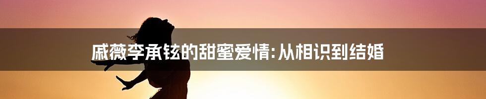 戚薇李承铉的甜蜜爱情:从相识到结婚