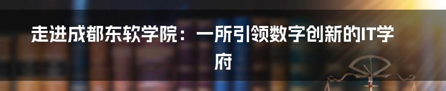 走进成都东软学院：一所引领数字创新的IT学府