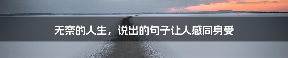 无奈的人生，说出的句子让人感同身受