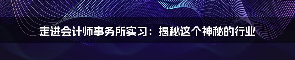 走进会计师事务所实习：揭秘这个神秘的行业