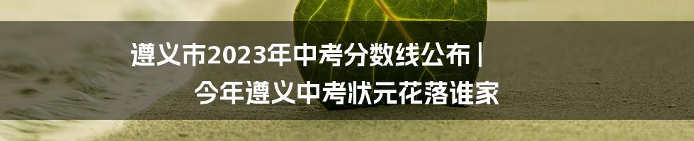 遵义市2023年中考分数线公布 | 今年遵义中考状元花落谁家