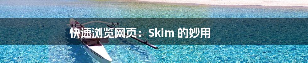 快速浏览网页：Skim 的妙用