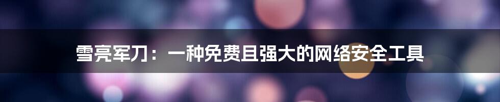 雪亮军刀：一种免费且强大的网络安全工具