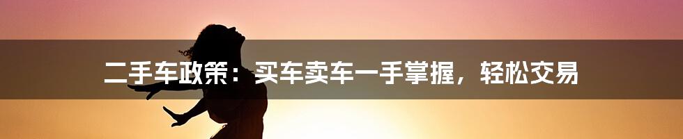 二手车政策：买车卖车一手掌握，轻松交易