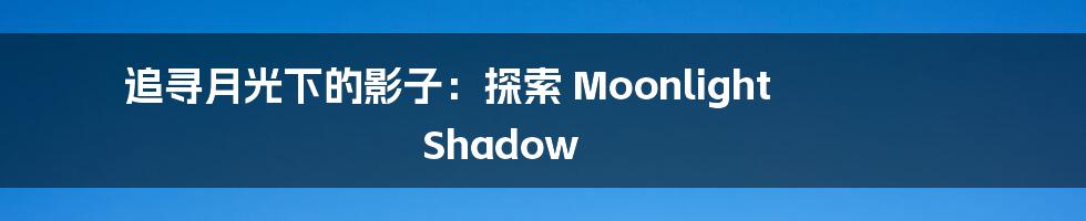 追寻月光下的影子：探索 Moonlight Shadow