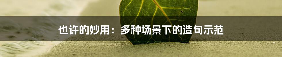 也许的妙用：多种场景下的造句示范