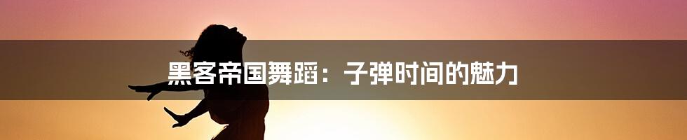 黑客帝国舞蹈：子弹时间的魅力