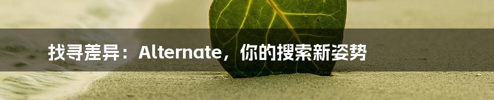 找寻差异：Alternate，你的搜索新姿势