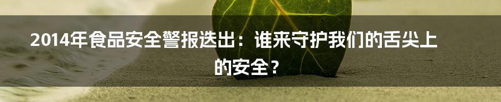 2014年食品安全警报迭出：谁来守护我们的舌尖上的安全？