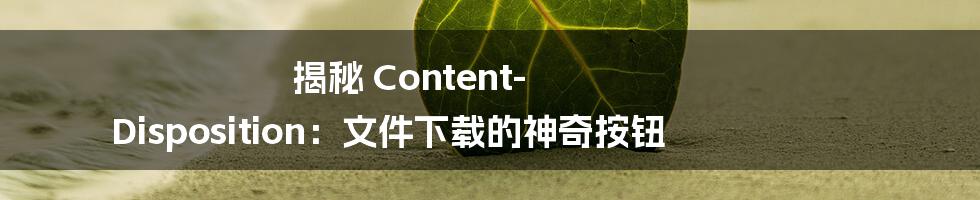 揭秘 Content-Disposition：文件下载的神奇按钮