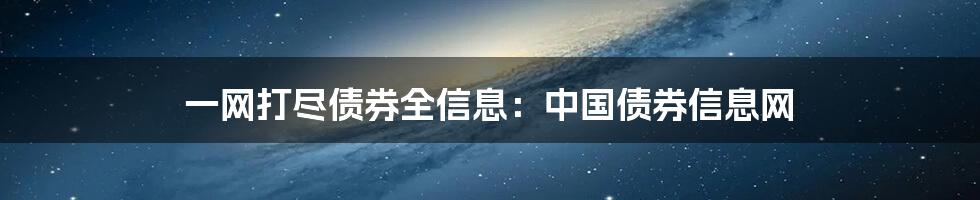 一网打尽债券全信息：中国债券信息网