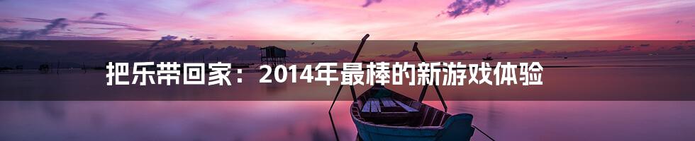 把乐带回家：2014年最棒的新游戏体验