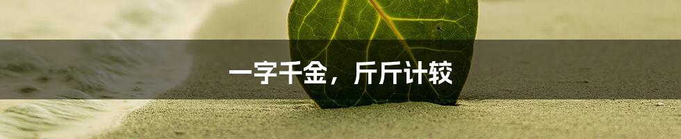 一字千金，斤斤计较