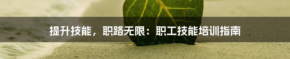 提升技能，职路无限：职工技能培训指南