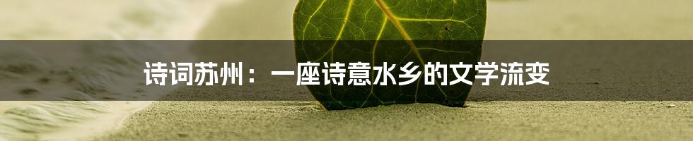 诗词苏州：一座诗意水乡的文学流变