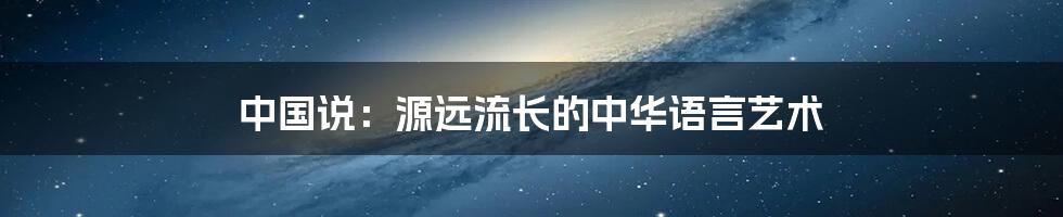 中国说：源远流长的中华语言艺术