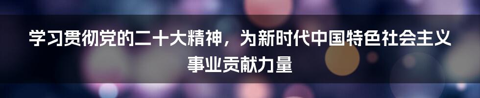 学习贯彻党的二十大精神，为新时代中国特色社会主义事业贡献力量