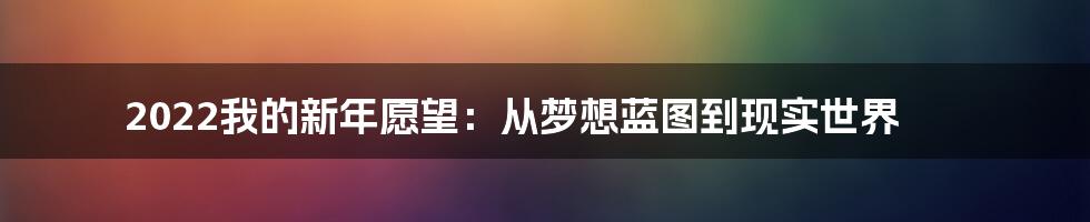 2022我的新年愿望：从梦想蓝图到现实世界