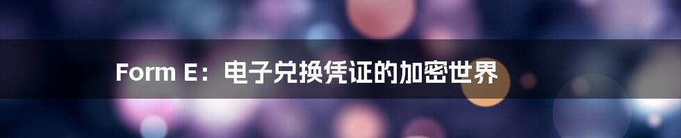 Form E：电子兑换凭证的加密世界