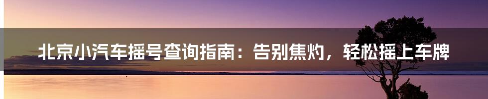 北京小汽车摇号查询指南：告别焦灼，轻松摇上车牌