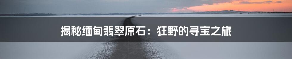 揭秘缅甸翡翠原石：狂野的寻宝之旅