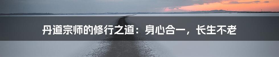 丹道宗师的修行之道：身心合一，长生不老