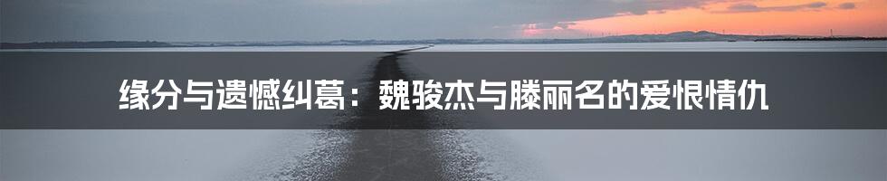 缘分与遗憾纠葛：魏骏杰与滕丽名的爱恨情仇