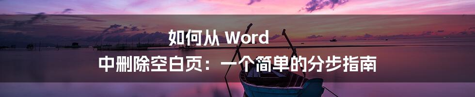 如何从 Word 中删除空白页：一个简单的分步指南