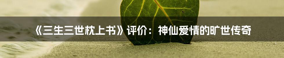 《三生三世枕上书》评价：神仙爱情的旷世传奇