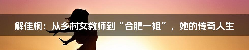 解佳桐：从乡村女教师到“合肥一姐”，她的传奇人生