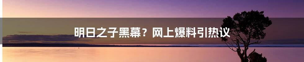 明日之子黑幕？网上爆料引热议