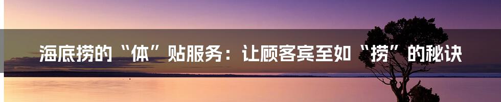 海底捞的“体”贴服务：让顾客宾至如“捞”的秘诀