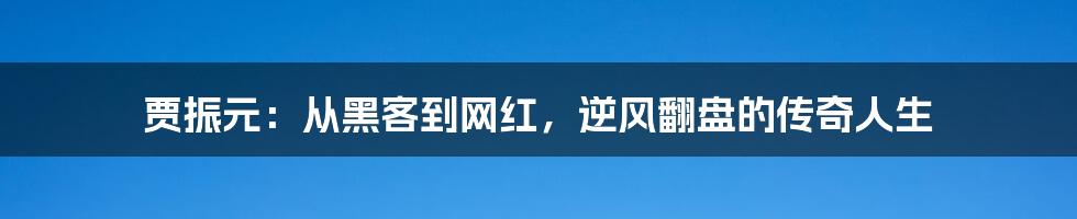 贾振元：从黑客到网红，逆风翻盘的传奇人生