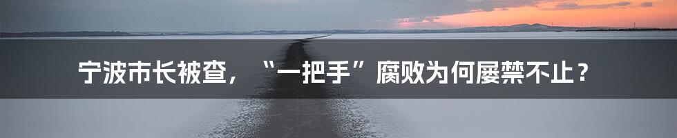 宁波市长被查，“一把手”腐败为何屡禁不止？