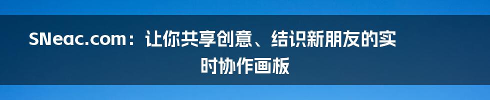 SNeac.com：让你共享创意、结识新朋友的实时协作画板