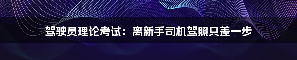 驾驶员理论考试：离新手司机驾照只差一步