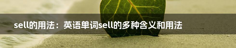 sell的用法：英语单词sell的多种含义和用法