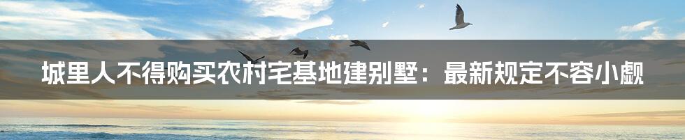 城里人不得购买农村宅基地建别墅：最新规定不容小觑