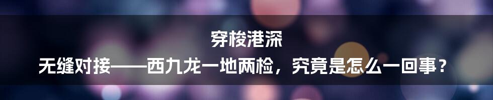 穿梭港深 无缝对接——西九龙一地两检，究竟是怎么一回事？