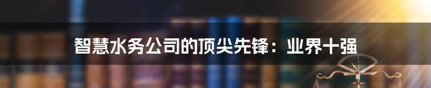 智慧水务公司的顶尖先锋：业界十强