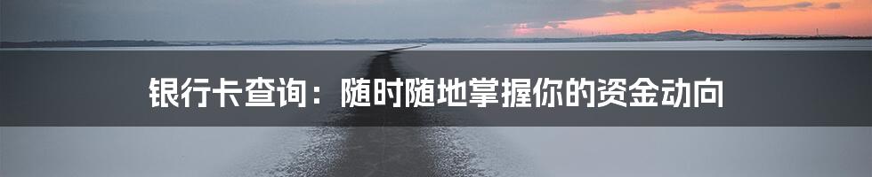 银行卡查询：随时随地掌握你的资金动向