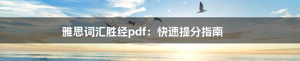 雅思词汇胜经pdf：快速提分指南