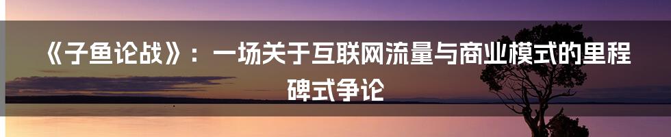 《子鱼论战》：一场关于互联网流量与商业模式的里程碑式争论