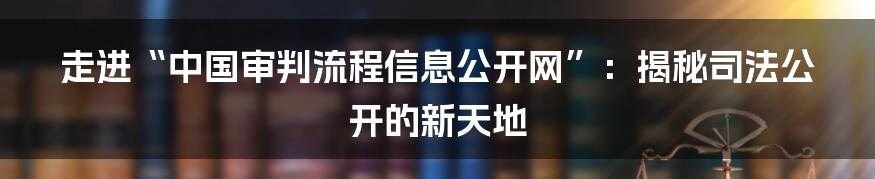 走进“中国审判流程信息公开网”：揭秘司法公开的新天地