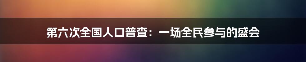 第六次全国人口普查：一场全民参与的盛会