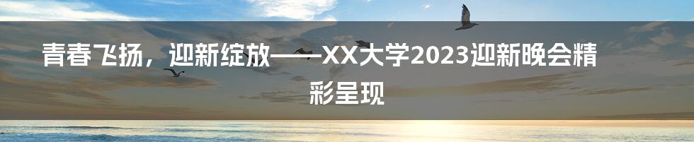 青春飞扬，迎新绽放——XX大学2023迎新晚会精彩呈现