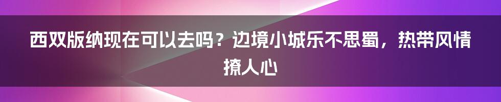 西双版纳现在可以去吗？边境小城乐不思蜀，热带风情撩人心