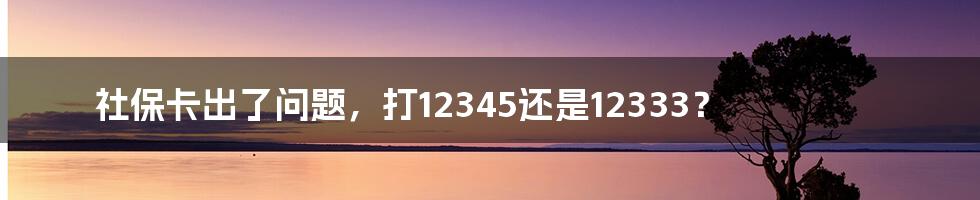 社保卡出了问题，打12345还是12333？